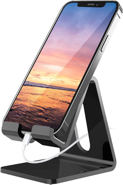 Crpich Acrylic Phone Stand, Ergonomic Design for Apple iPhone and Samsung Galaxy, Compatible with 4-8 Inch Screens, Black......
