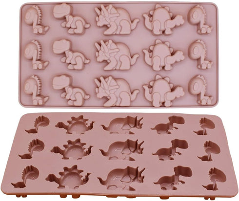 Candy Chocolate Silicone Mold Baking Tray Pan Dinosaur Dino Animal-Themed Shape TREX Non-Stick Food-Grade for Homemade Kids DIY Treats Ice-pops Fr...