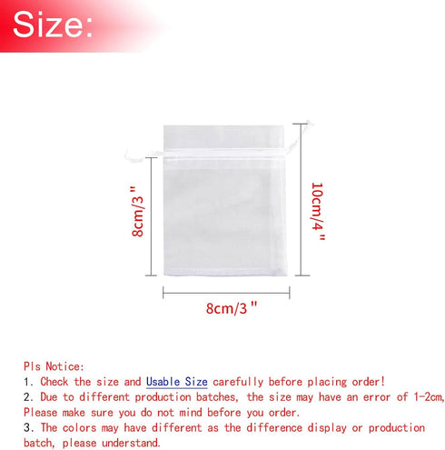 100Pcs Organza Bags 3x4 inches White, Small Mesh Jewelry Gift Bags Drawstring Wedding Favor Bags Christmas Party Candy Pouches...
