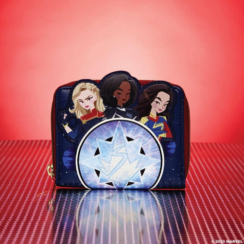 Loungefly Marvel The Marvels Symbol Glow Faux Leather Zip Around Wallet...