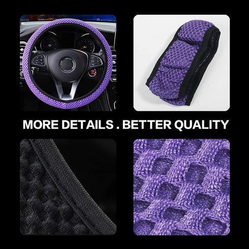 VARGTR Elastic Stretch Steering Wheel,Universal 15 Inch Anti-Slip Microfiber Breathable Ice Silk Steering Wheel Cover,Fit Suvs, Vans, Sedans, Cars...