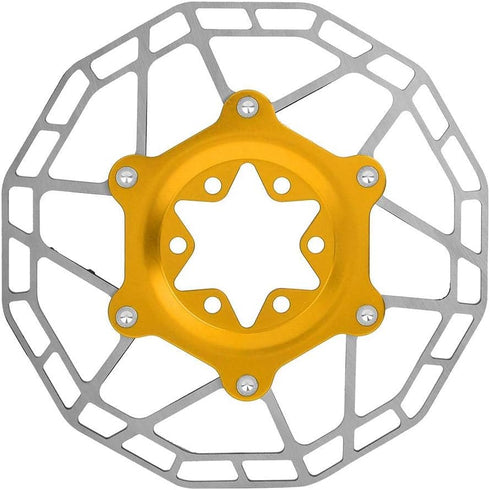 Bike 160mm 6 Bolt Disc Rotor Brake, Bike Ultralight Floating Rotor Brake Disc Pad For Mountain Road Bicycle(Gold) Riding racks and storage...