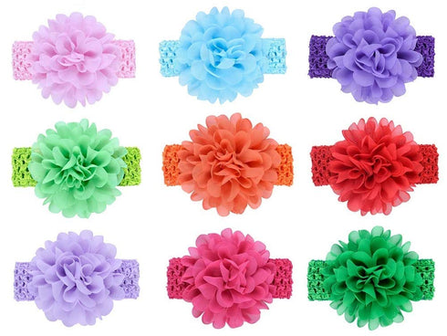10Pcs/pack Baby Girls Headbands – Soft Elastic Hair Bands 10 Lovely Colour Chiffon Flowers Hair-bow Hair Accessories for Baby Girls Toddlers and K...
