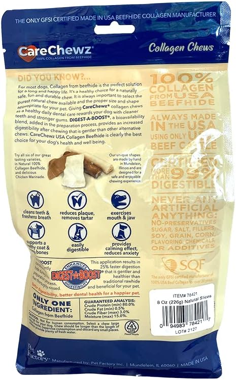Pet Factory CareChewz Collagen Slices Dog Chew Treats - Natural Flavor, 8 oz...