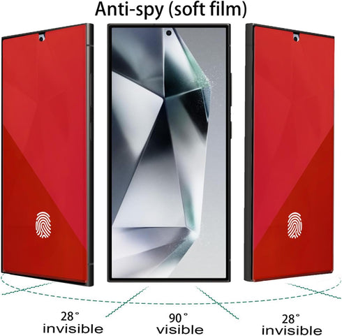 2 Pack Anti-Blue Privacy Screen Protector for Samsung Galaxy S24 Ultra Anti-Spy Soft Red Film Support Finger Unlock 6.8 inch + 2 Pack Camera Lens ...