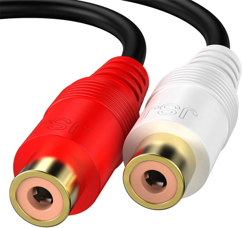 RCA 1 Male to 2 Female Audio Speaker Y Adapter Splitter Cable with OFC Conductor Dual Shielding Gold Plated Metal Shell Flexible PVC Jacket - 2 Pa...