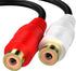 RCA 1 Male to 2 Female Audio Speaker Y Adapter Splitter Cable with OFC Conductor Dual Shielding Gold Plated Metal Shell Flexible PVC Jacket - 2 Pa...