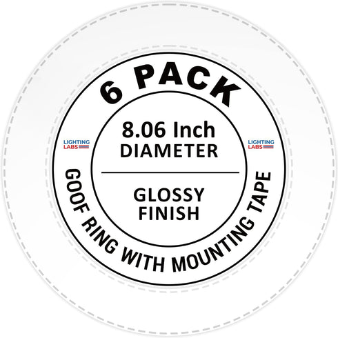 LightLabs Goof Ring Gloss 6 Pack 8.06" Diameter for 6" Cans. Inlcudes Mounting Tape to Fix Drywall Damage for Flush Mount Recessed Down Lights. 6....