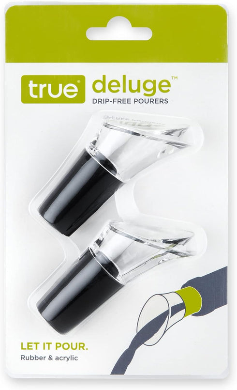 True Deluge Wine Aerator Pourer Spout Fits Most Standard Bottles, Drip Free Reusable Pourers for Wines, Party, Travel, Home Bar Accessories, Set o...