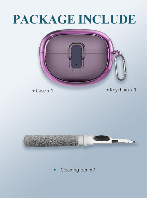 Case Cover for Bose Ultra Open Earbuds,Clear Soft TPU Protective Cover with Keychain and Cleaner Kit for Women Men Shockproof Skin,Clear Purple....