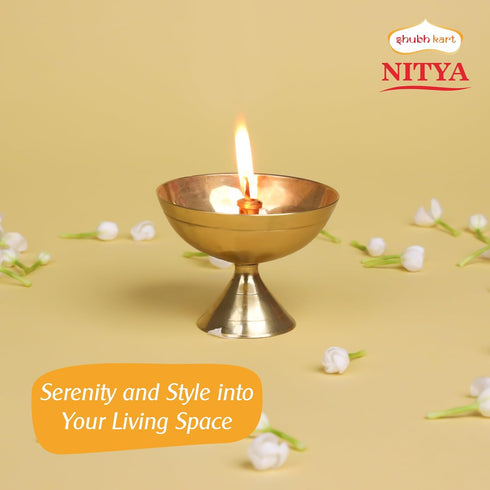 Shubhkart Handmade Solid Brass Indian Oil Lamp Pyali Diya for Puja & Other Religious Rituals | Home Décor, Office & Temples | Festive Gifts (Large...
