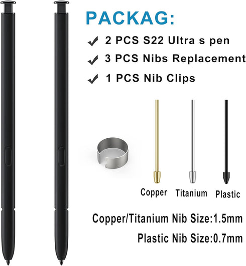 2 Pack Galaxy S22 Ultra Stylus for Replacement Samsung Galaxy S22 Ultra 5G S Pen, Galaxy S22 Ultra S Pen Without Bluetooth + Tweezer + Metal Tip (...