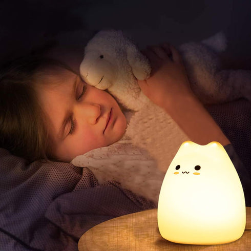 ZKLiLi Cat Night Light for Kids,Cute Night Lamp for Nursery,Squishy Silicone Cat Touch Lights Portable, Gift for Birthday and Christmas for Kids B...