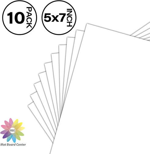 Mat Board Center, 10 Pack 5x7 White Backing Boards, Cardboard for Arts, Prints, Frames, Photos and More...