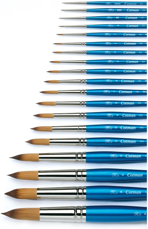 Winsor & Newton Cotman Short Handle Brushes, Set of 4, (Round 2 & 4, Rigger 1, One Stroke 1/4")...