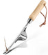 WORKPRO Weed Puller Tool, Metal Leverage Base and V-Shaped Forks for Easy Weed Removal & Deeper Root Digging, Heavy Duty Stainless Steel with Wood...