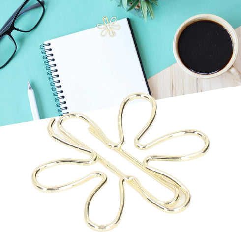 100Pcs Funny Planner Clips Cute Paper Clips Innovative Cute Design Anti Rust Electroplating Process Gold Paper Clips for Office Home School (Flora...