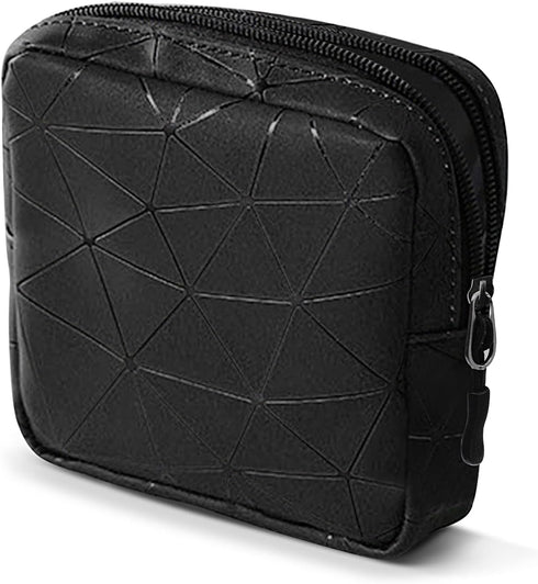 Sanitary Napkin Storage Bag,Leather Waterproof Feminine First Period Bag with Zipper for Teen Girls Women,Menstrual Cup Pouch,Small Makeup Pouch,W...