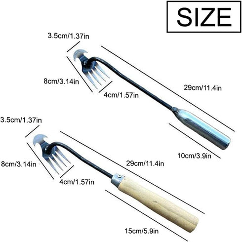 2023 New Weeding Artifact Uprooting Weeding Tool, Premium Manganese Steel Forged Weed Puller 4 Teeth Dual Purpose Weeder, Hand Weeder Tool for Gar...