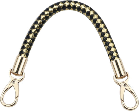 Nicerity PU Leather Braided Purse Strap 11.8inch Replacement Handle Short Handbag Strap Top Handle with Golden Hardware for DIY Handbag Purse Maki...