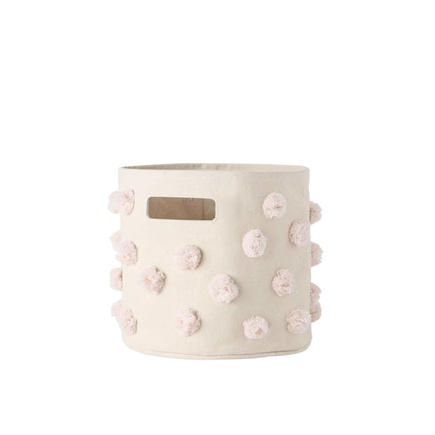 PEHR Pom Pom Basket, Pint (Blush) | 100% Cotton Canvas Storage for Nursery, Playroom & Home | Decorative Organizer | 10”D x 9”H...