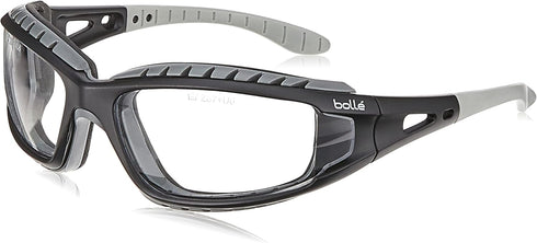 Bollé Safety 253-TR-40085 Tracker Safety Eyewear with Black/Gray Polycarbonate + TPE Full Frame and Clear Lens...