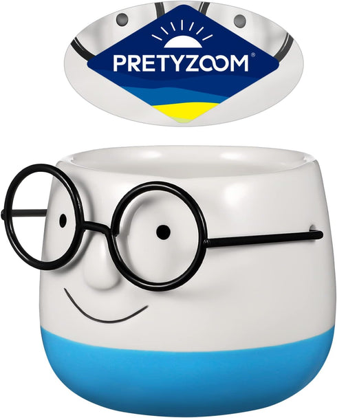 PRETYZOOM Ceramic Plant Pot Eyeglasses Design: Bonsai Pot Flower Pot Succulent Planter Plant Container Pen Brush Holder Cup...