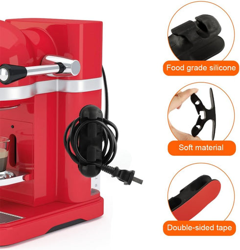 6 PCS Cord Organizer Kitchen Storage Black Soft Silicone Appliance Cord Organizer for Appliances Air Fryer Coffee Maker Blender Toaster...