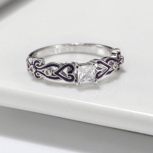 Ginger Lyne Collection Cherri Purple Princess Cut Engagement Wedding Band Bridal Set...