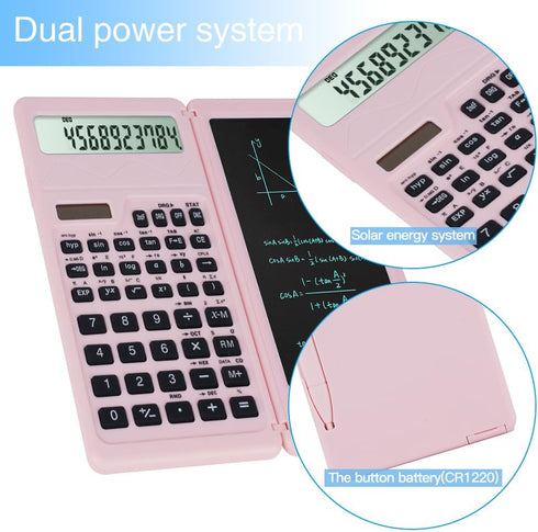 Scientific Calculators for Middle School & High School, Solar and Battery Power with Notepad for School?10 Digits Digital with Erasable Writing Bo...