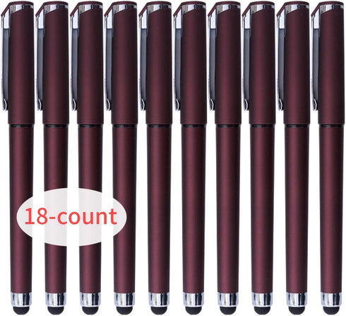 Black Gel Ink Rollerball Pens 1.0mm Gel Pens 2-in-1 stylus Pens 1.0mm Medium Point Pen for Office, Black gel ink(18 Pack-Dark red)......