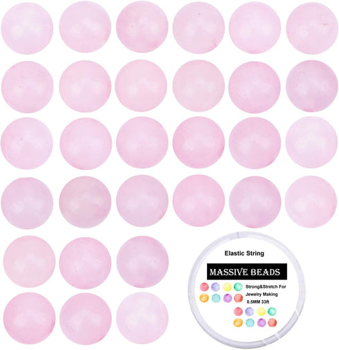 80Pcs Natural Crystal Beads Stone Gemstone Round Loose Energy Healing Beads with Free Crystal Stretch Cord for Jewelry Making (Rose Quartz, 10mm)...