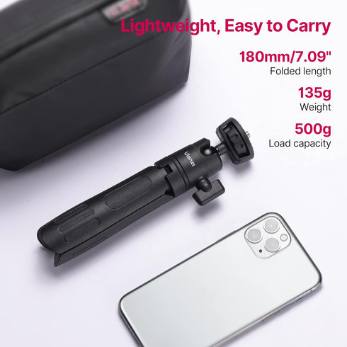 ULANZI M12 Extendable Selfie Stick for Gopro, Portable Vlog Cell Phone Tripod Stand with Phone Mount and Gopro Adapter, Mini Hand Grip Compatible ...