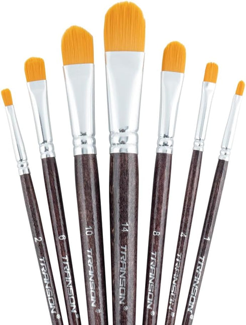 Transon 7pcs Artist Filbert Paintbrush Set for Acrylic Watercolor Gouache Oil and Body Painting...