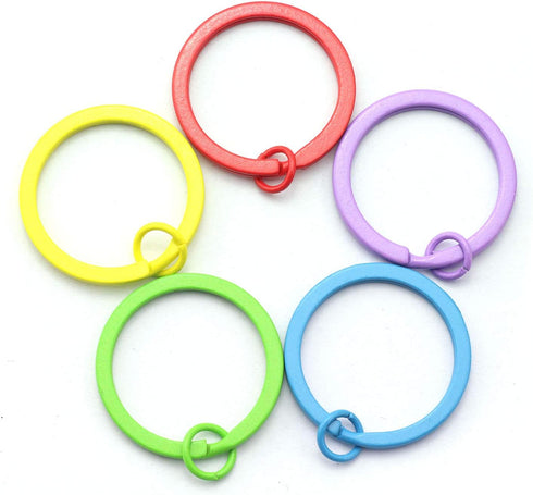 50PCS 30mm Colorful Flat Key Chain Ring Metal Split Keychain Key Ring for Car Home Keys Organization...