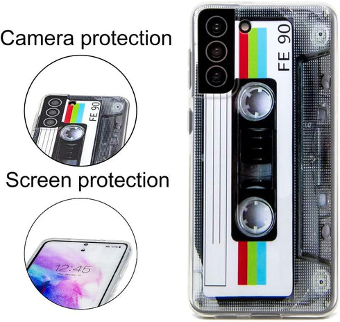 FAteam Case for Galaxy S21 Plus 5G Shockproof Scratchproof with TPU Soft Bumper Retro Cassette Tape Case Compatible with Samsung Galaxy S21+ 5G...