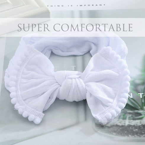CanB Hair Bow Headband for Infant and Toddler - Stretchy Knot Nylon Baby Accessories (White)...