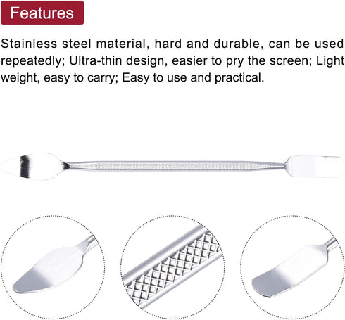 MECCANIXITY 3pcs Metal Spudger Mini Crowbar Flat Head Stainless Steel Pry Bar Opening Tools for Mobile Phone Disassembly Repair 6.5x0.43x0.5...