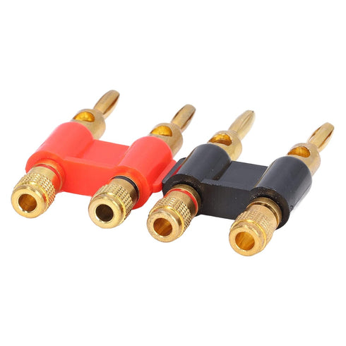2Pcs Stackable Dual Banana Banana Plugs for Speaker Wire, Banana Connectors for Speaker Wire, Brass Banana Plug 2 Way Banana Connectors Male Plug ...