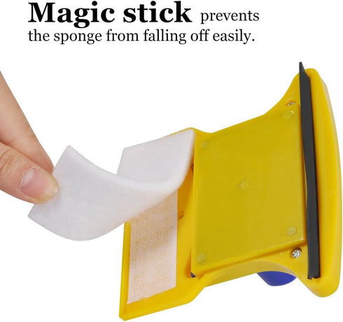 GOTOTOP Window Cleaner Magnetic Window Cleaner Tools,Double-Sided Window Cleaner, Shape Magnetic Glass Wiper with 2 pcs Cotton, Window Squeegee To...