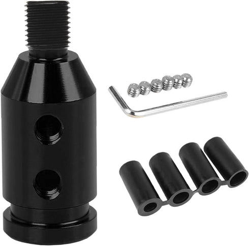 Black Car Shift Knob Adapter 12x1.25, Gear Shift Adapter 14mm, Aluminum Alloy Shifter Knob Adapter for Non-Threaded Manual Shifters M12x1.25 with ...