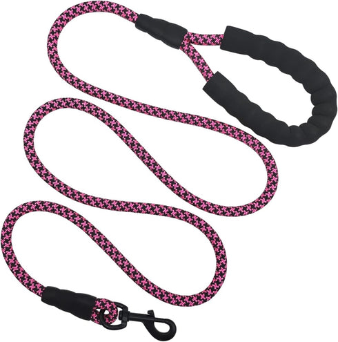 6FT Heavy Duty Dog Leash, Comfortable Soft handle, 1/2" Diameter Nylon Rope Leash for Medium and Large Dogs Walking Training, Pink...