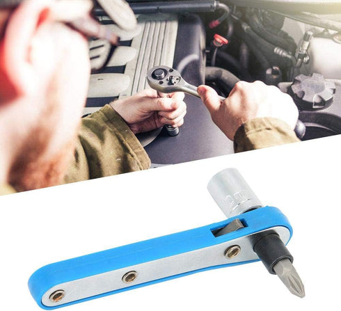 Ratchet Wrench, 10mm Blue Ratchet Socket Wrench with PH2 Screwdriver Bit Kit for Garage,Auto Repair Shop,Factory,Home...