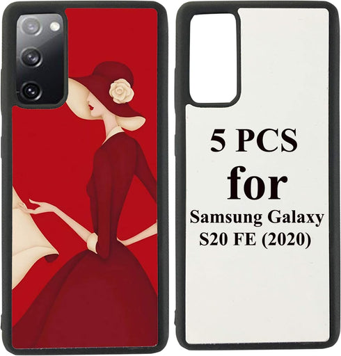 5PCS Compatible with Samsung Galaxy S20 FE 5G Case (2020) Sublimation Blanks Phone Case, 2 in 1 2D Soft Rubber TPU Blank DIY Customize Phone Case ...