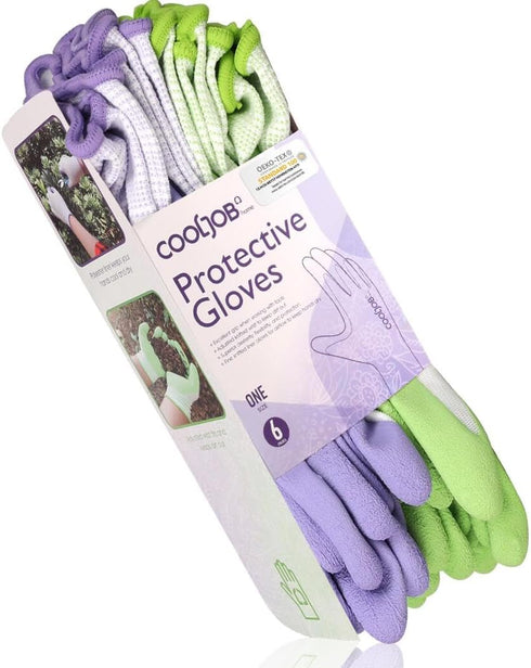 COOLJOB Gardening Gloves Best Gift for Women Ladies, 6 Pairs Breathable Rubber Coated Yard Garden Gloves, Outdoor Protective Work Gloves with Grip...