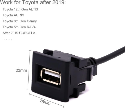 USB Port Car Charger for Toyota,USB Extension Power Cable Cord Socket Poet for Toyota after 2019 Compatible with iPhone/Samsung MP4/3(26 * 23cm)...