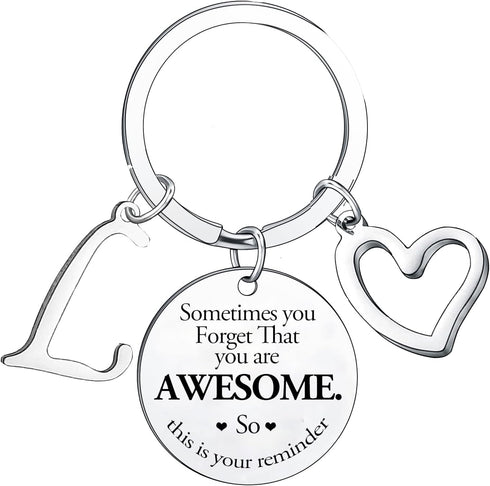 Sometimes You Forget You're Awesome Letter Keyring Encouragement Initial Alphabet Keychain Inspirational Keychain...