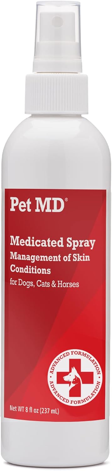 Pet MD Topical Spray for Dogs, Cats, and Horses with Essential Fatty Acids, Aloe and Vitamin E - 8 oz...