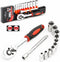 Ratchet Socket Wrench Set 1/4 Inch Drive, Mechanic Tool Kit with 4mm-13mm Metric Sockets, Release Ratchet Handle and Extension bar,Plastic Rack 12...