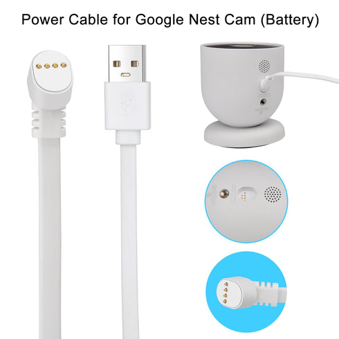2pack 20ft/6m Power Charging Cable Compatible with Google Nest Cam (Battery)-2nd Generation, Weatherproof Magnetic Connection Port Charging Cable ...